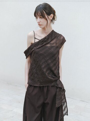 TG_Wrinkled one shoulder blouse_2color