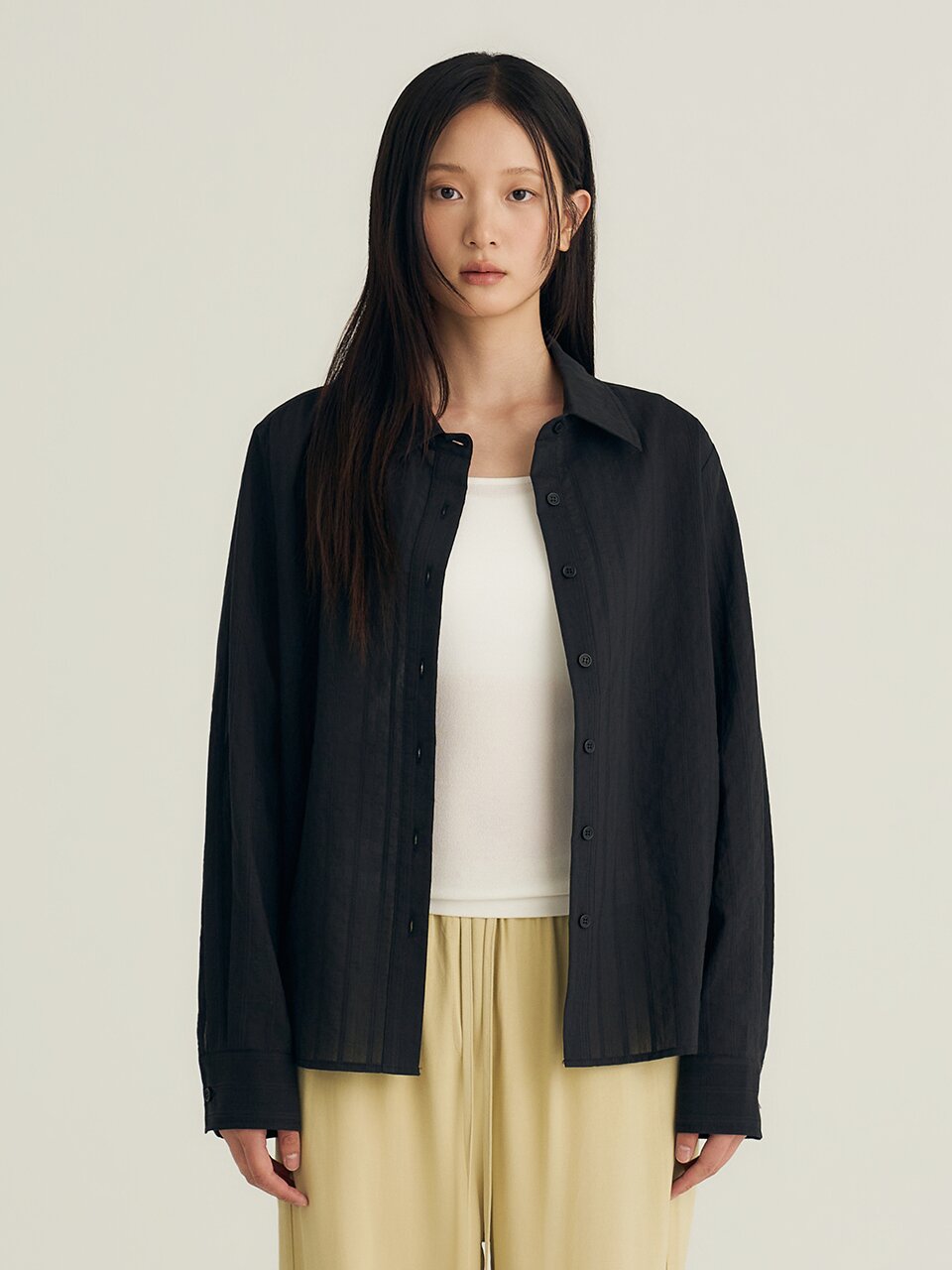Sheer Shirt Blouse_Black