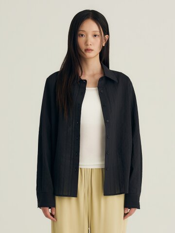 Sheer Shirt Blouse_Black