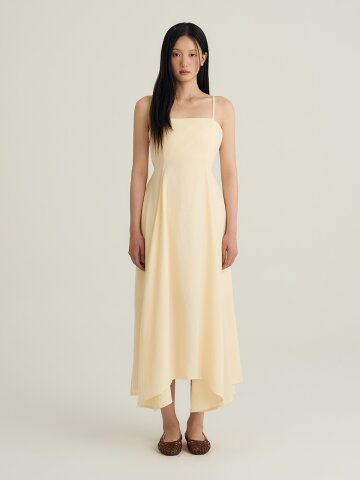Poplin Long Bustier Dress_Butter Cream