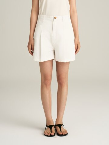 Pocket Pintuck Half Pants_White