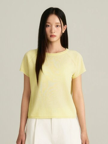 Linen Raglan Short-Sleeve Knit_Lemon