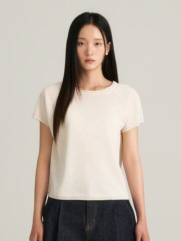 Linen Raglan Short-Sleeve Knit_Ivory