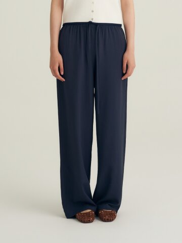 Linen Banding Pants_Navy