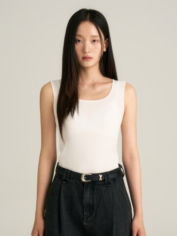 Essential U-Neck Knit Tank_Ivory