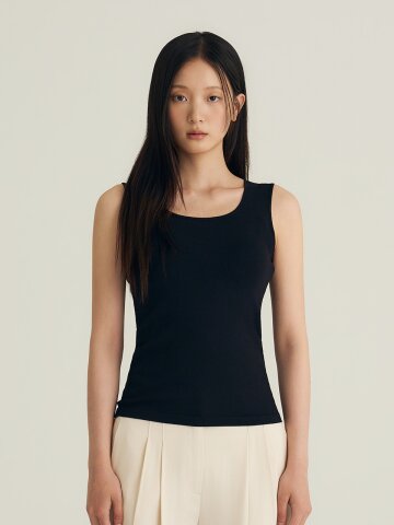 Essential U-Neck Knit Tank_Black