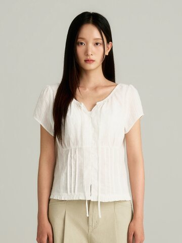 Cotton Pintuck Blouse_White