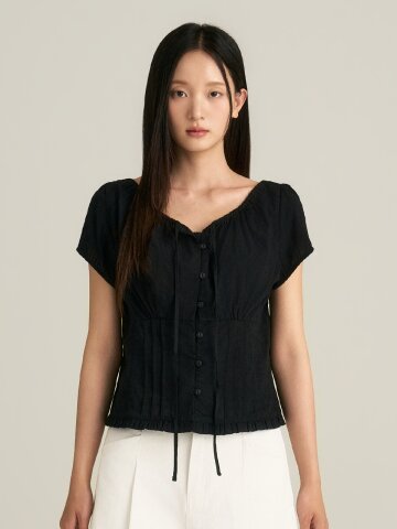 Cotton Pintuck Blouse_Black