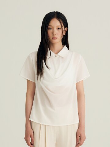Collar Drape Blouse_Ivory