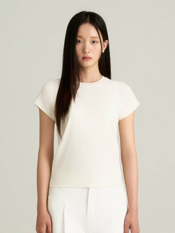 Cap-Sleeve Raglan T-Shirt_Cream