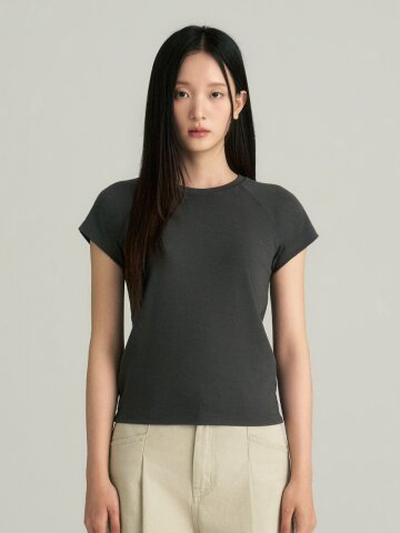 Cap-Sleeve Raglan T-Shirt_Charcoal