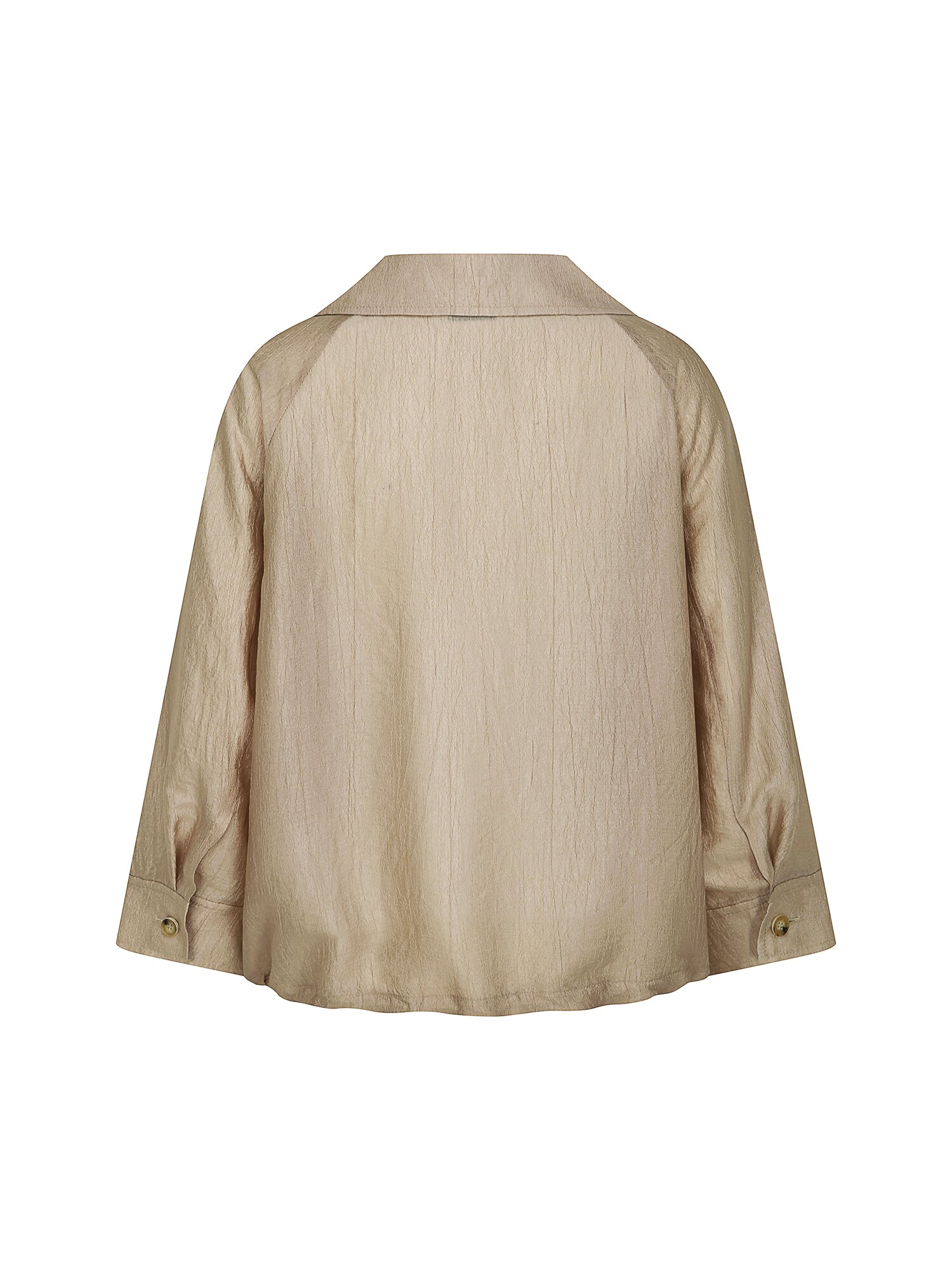 실키 스트링 오픈 칼라 블라우스 (BEIGE)
