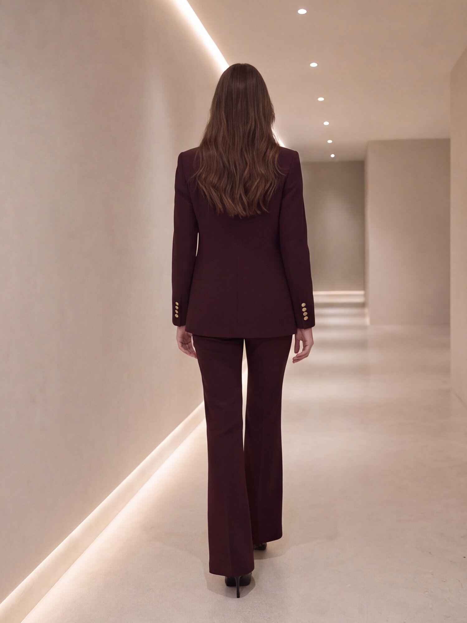 히든 슬림 세미 부츠컷 팬츠 (BURGUNDY)