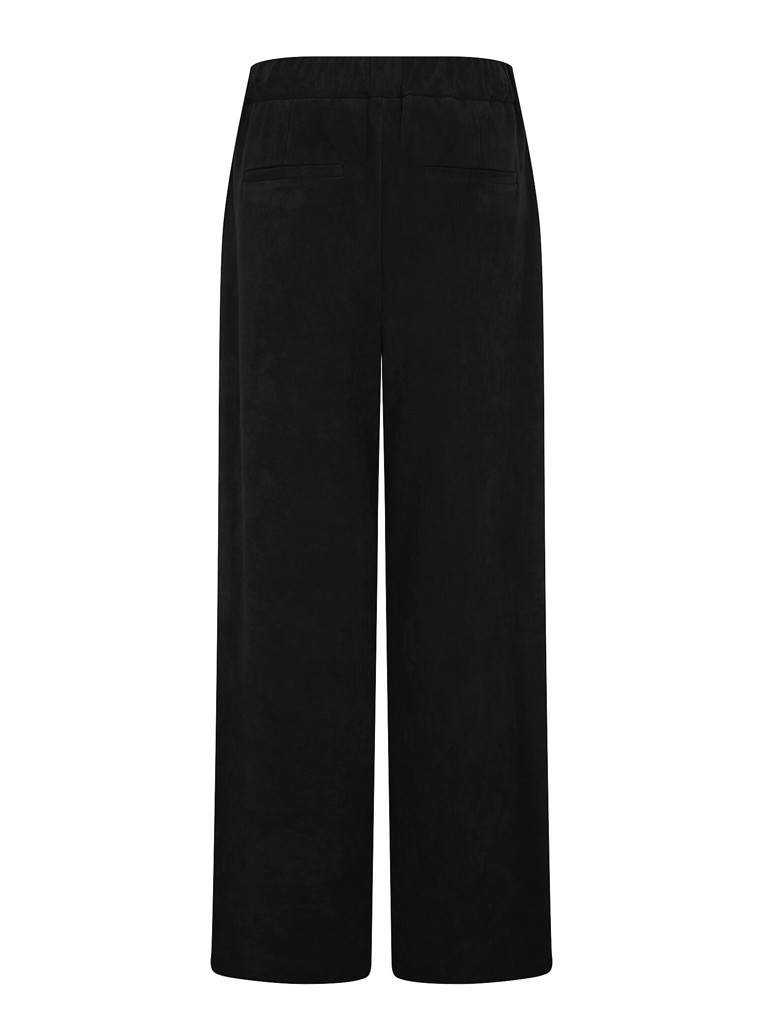 스웨이드 원턱 백 밴딩 와이드 팬츠 (BLACK)