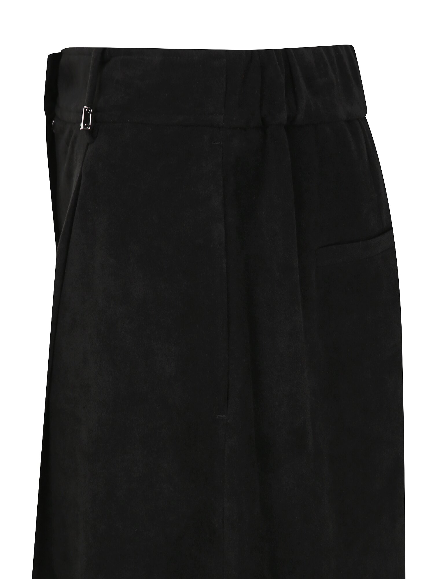 스웨이드 원턱 백 밴딩 와이드 팬츠 (BLACK)