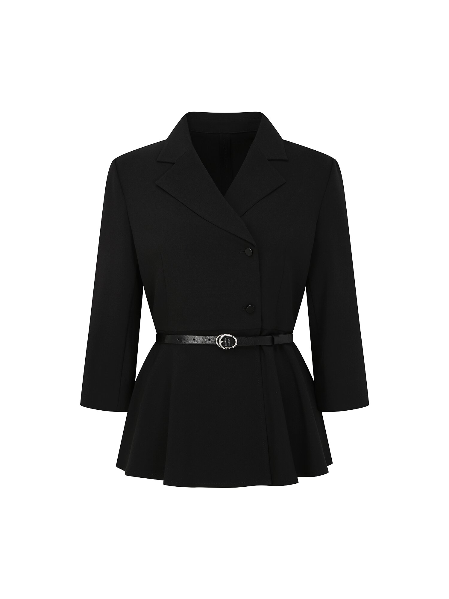 테일러드 7부 페플럼 재킷 (BLACK)