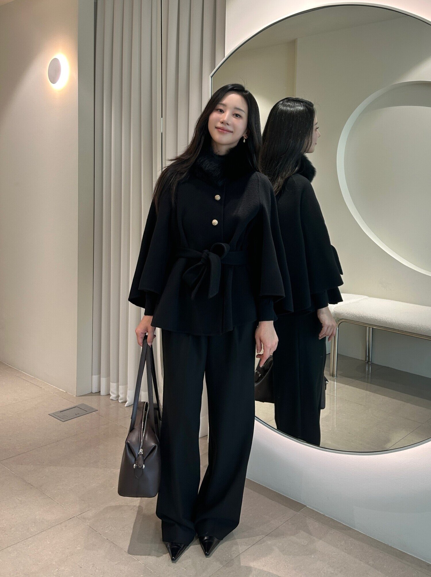 투턱 하이 웨이스트 와이드 팬츠 (BLACK)