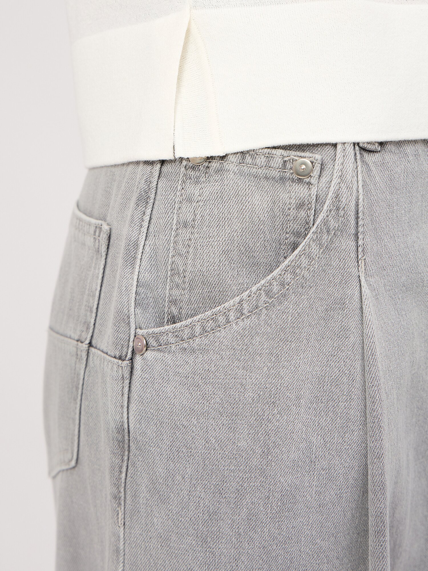 코튼 원턱 와이드 데님 팬츠 (GREY)