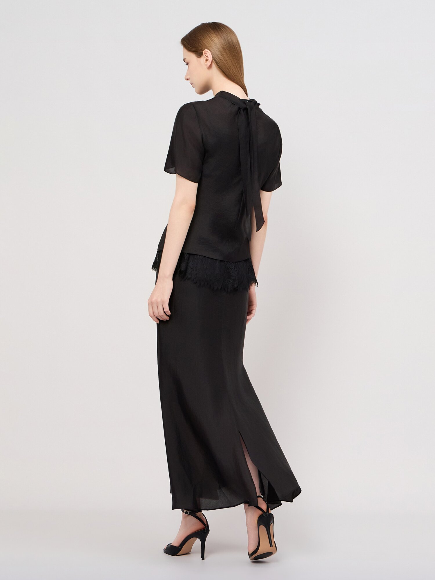 슬릿 플레어 롱 스커트 (BLACK)