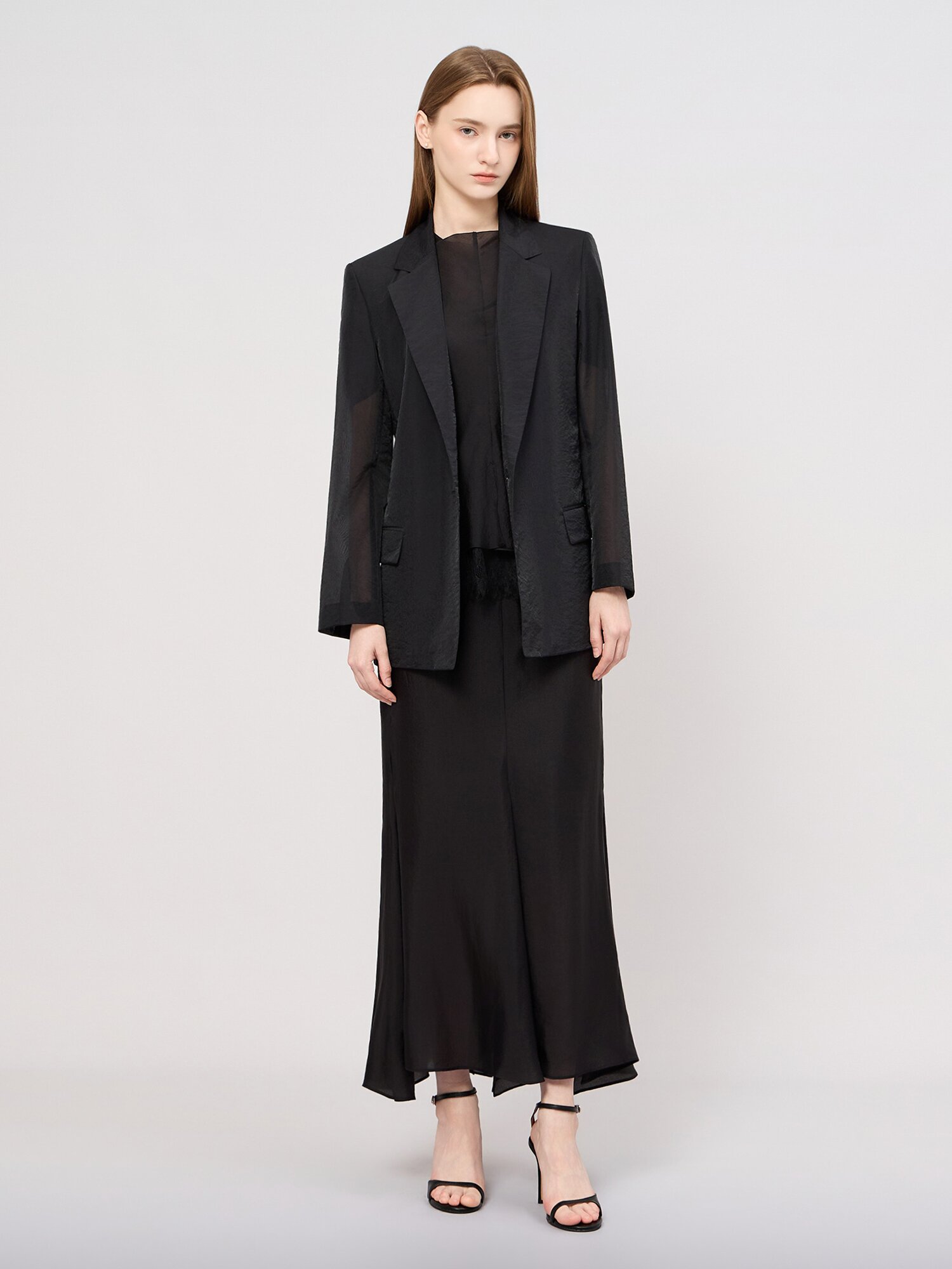 시어 테일러드 싱글 자켓 (BLACK)