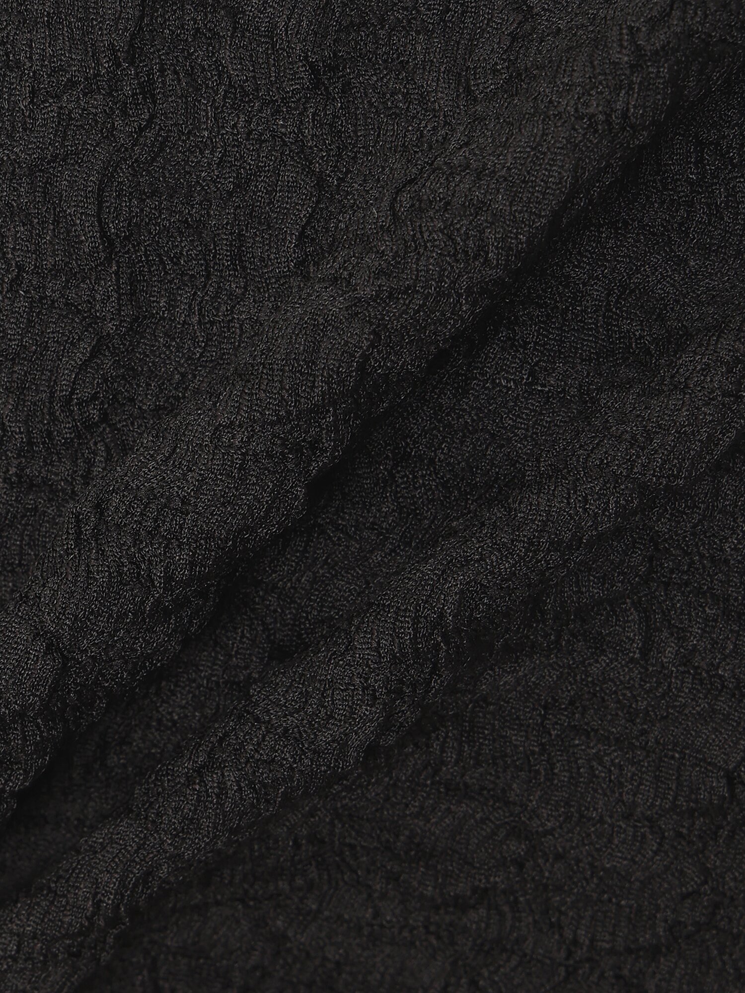 라운드넥 자카드 버튼 블라우스 (BLACK)