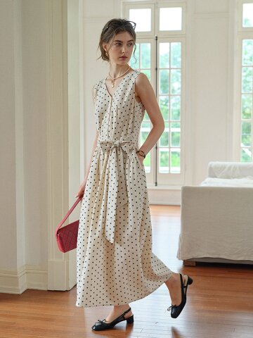 SR_Tie-up polka dot dress