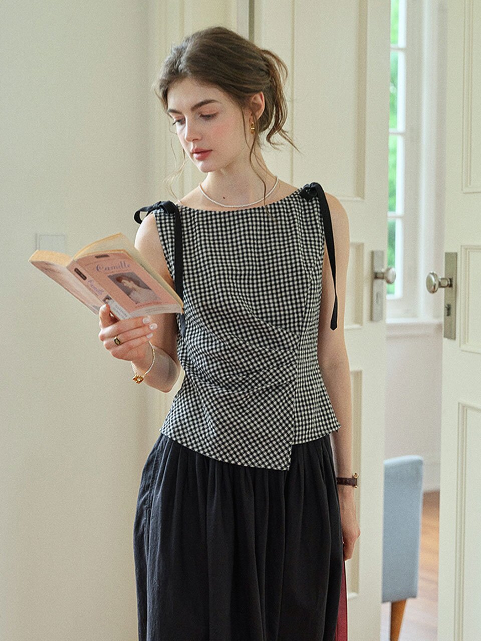 SR_Vintage sleeveless plaid top