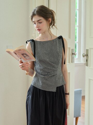 SR_Vintage sleeveless plaid top