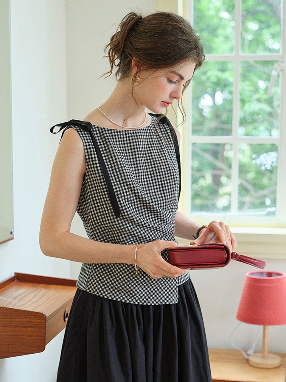 SR_Vintage sleeveless plaid top