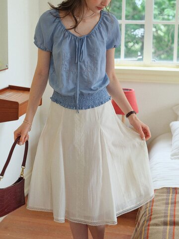 SR_White lace a-line skirt