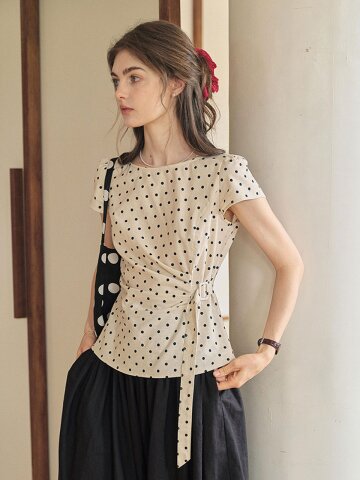 SR_Sleeve tie dot top