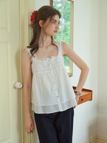 SR_U-neck lace white camisole