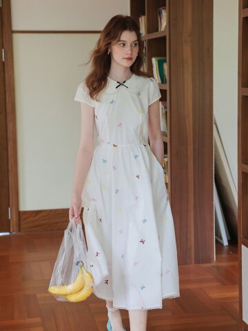 Cest_Romantic ribbon embroidery dress