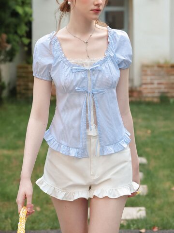 Cest_High waist ruffle shorts
