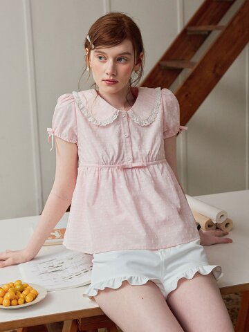 Cest_Pink baby doll blouse