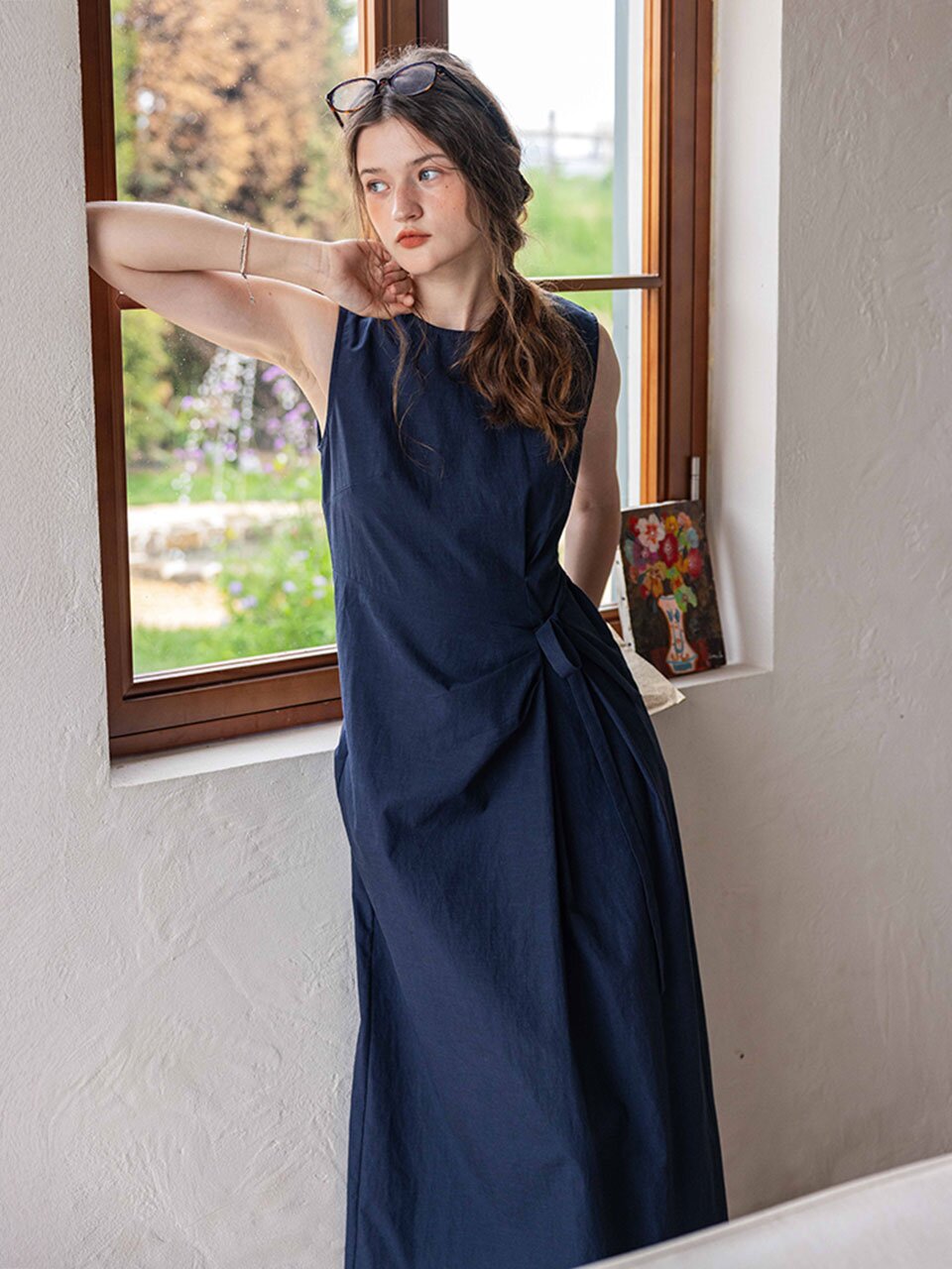 DA_Split lace included dress_NAVY