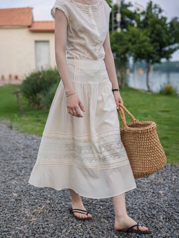 DA_Plain weaving lace skirt