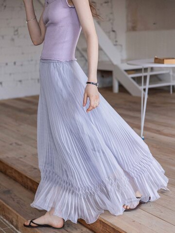 DA_Soft wind pleated skirt_2color