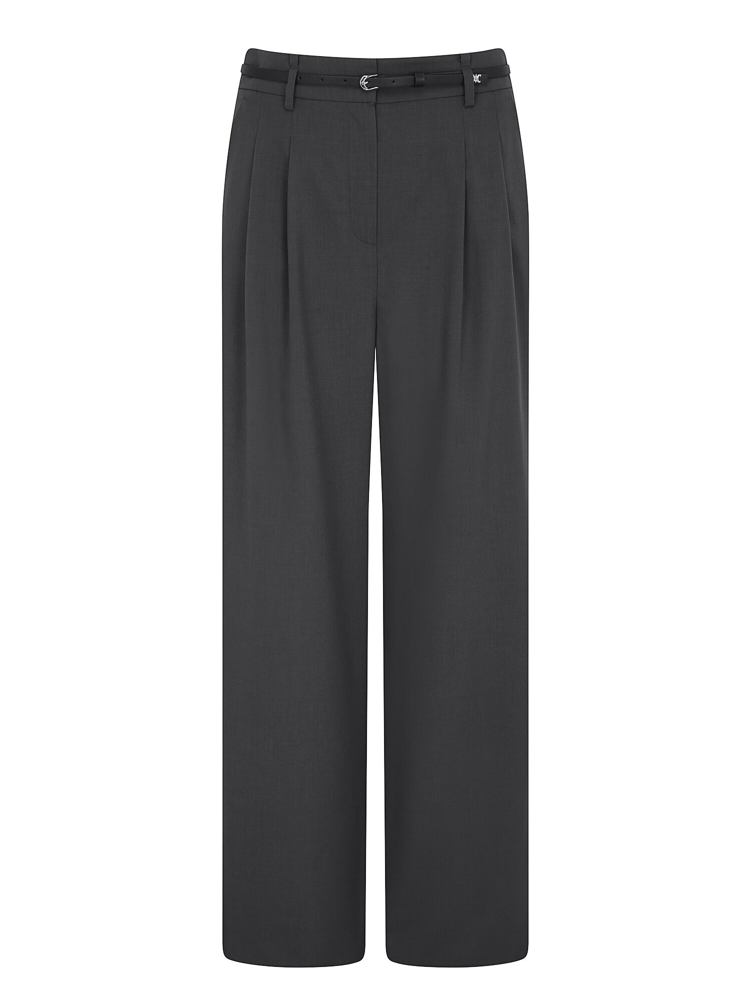 모던 벨티드 투턱 와이드 팬츠 (DARK GREY)