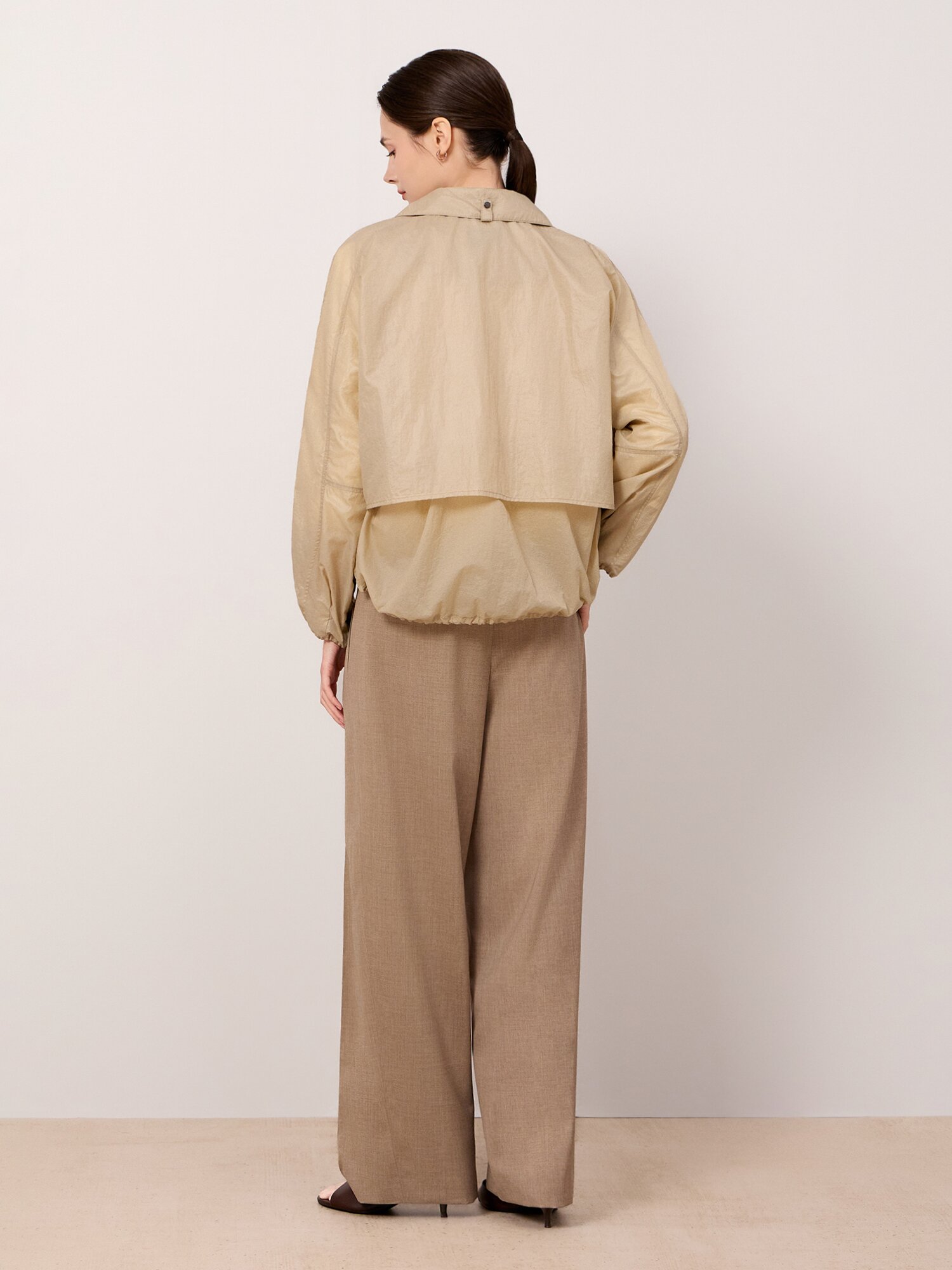 드로우스트링 후드 집업 자켓 (BEIGE)