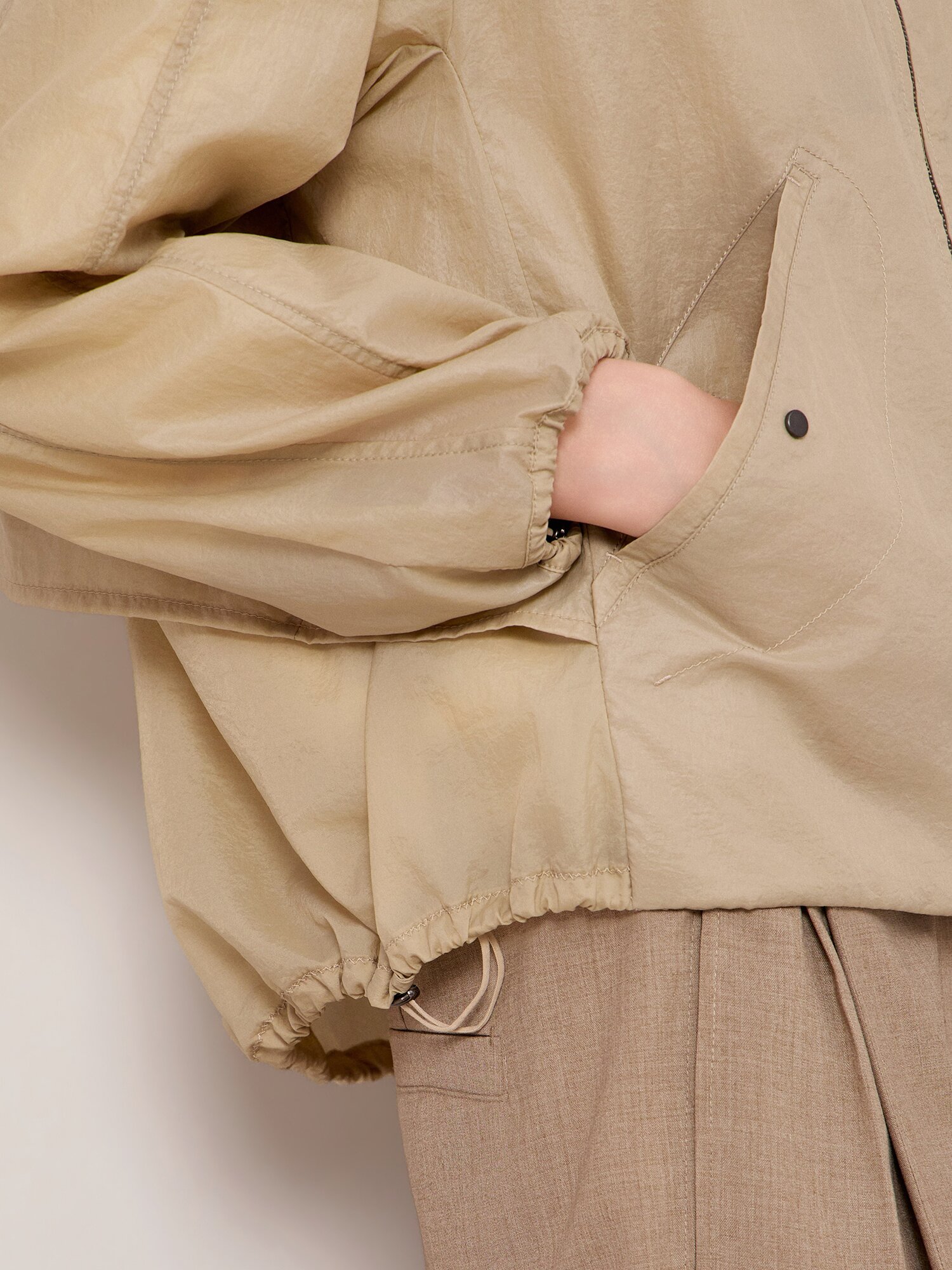 드로우스트링 후드 집업 자켓 (BEIGE)