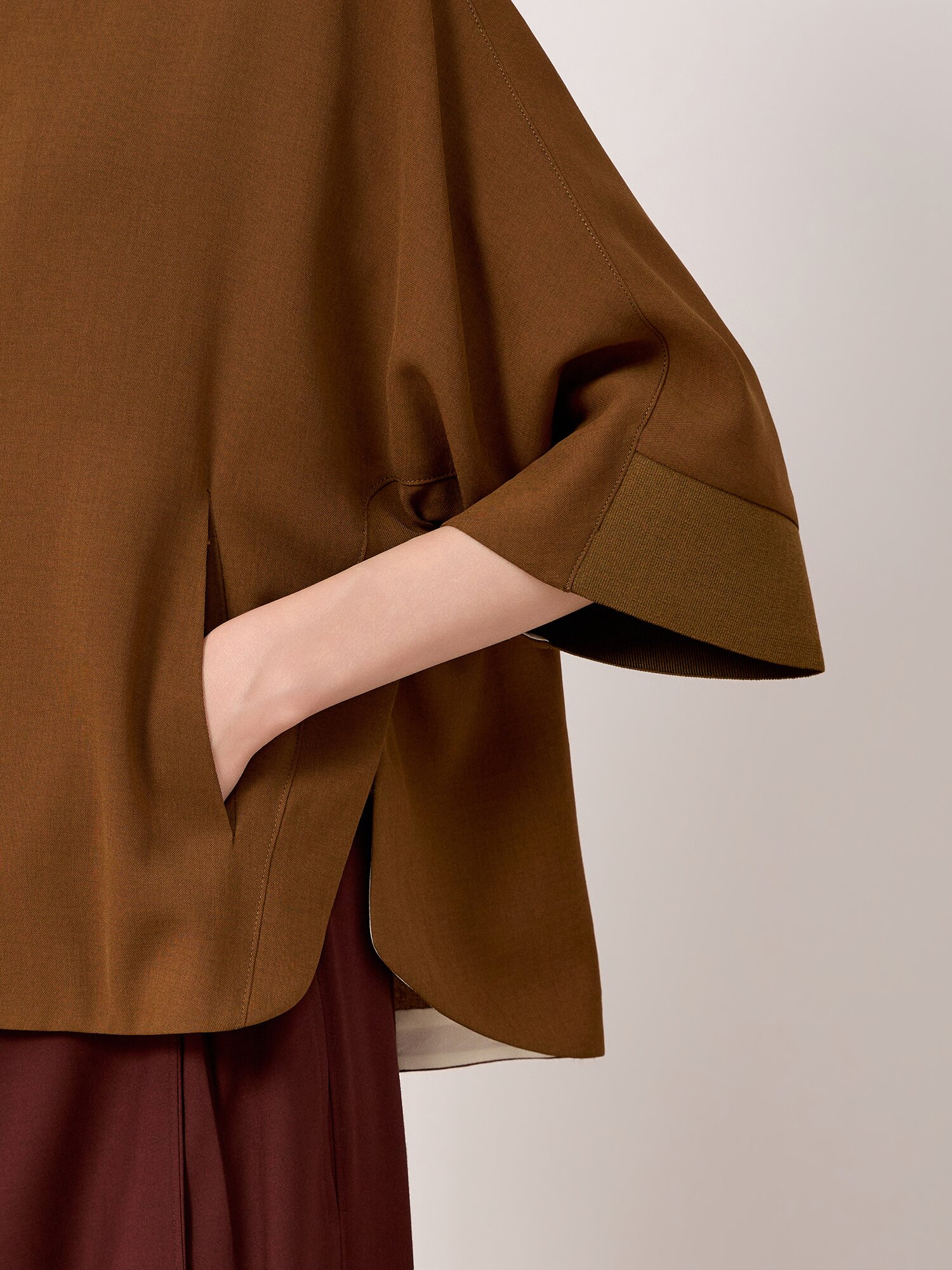 라운드넥 슬릿 돌먼 슬리브 자켓 (OLIVE KHAKI)