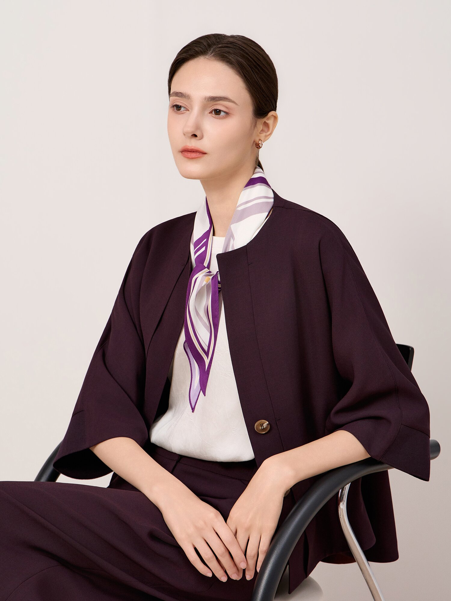 라운드넥 슬릿 돌먼 슬리브 자켓 (DARK PURPLE)