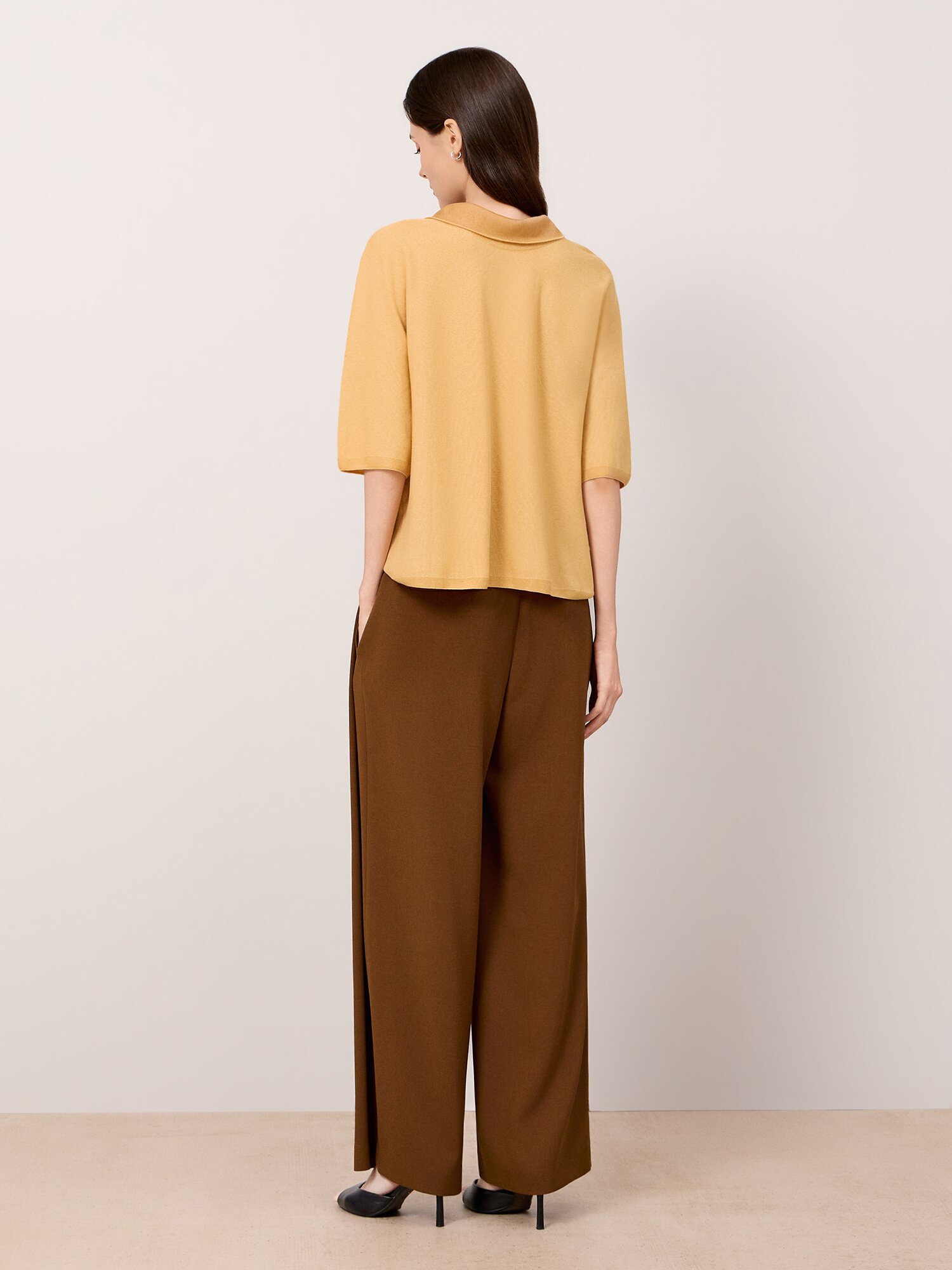 배색 칼라 돌먼 슬리브 니트 (DARK YELLOW)