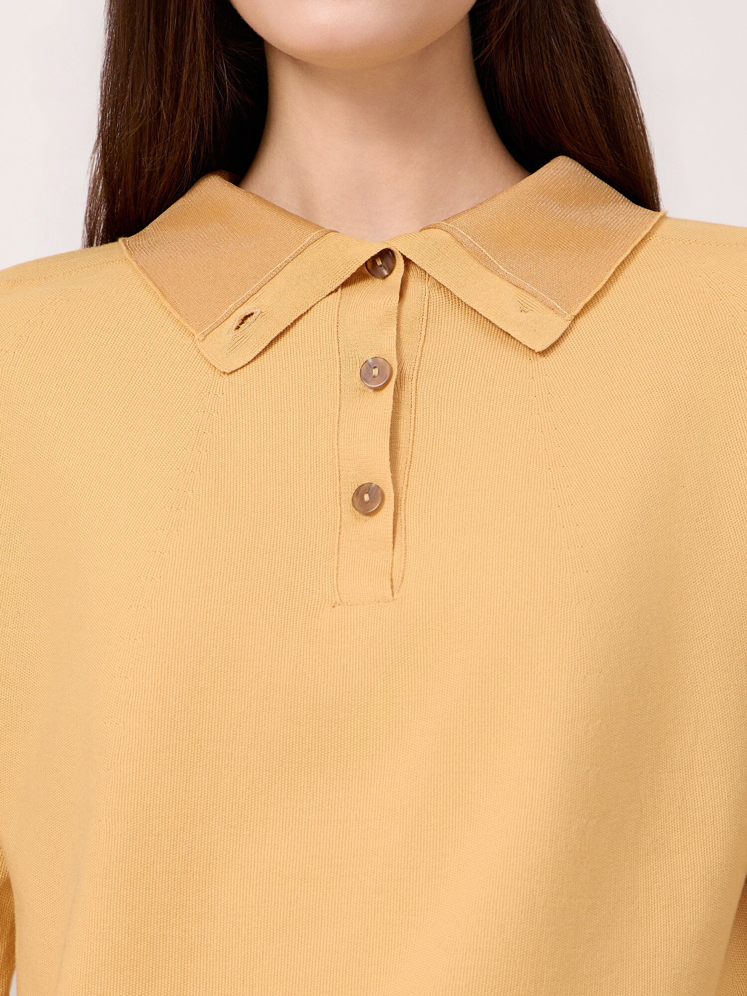 배색 칼라 돌먼 슬리브 니트 (DARK YELLOW)