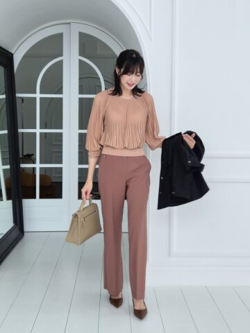 스판 버튼 장식 부츠컷 팬츠 