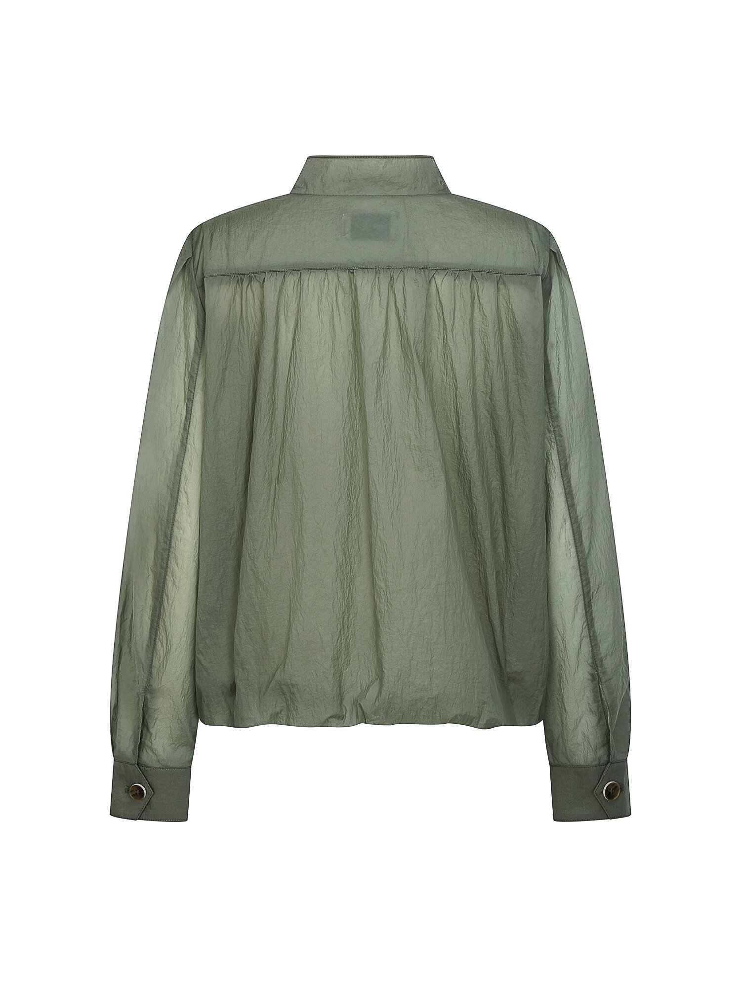 루즈핏 시스루 밴딩 하이넥 점퍼 (KHAKI)