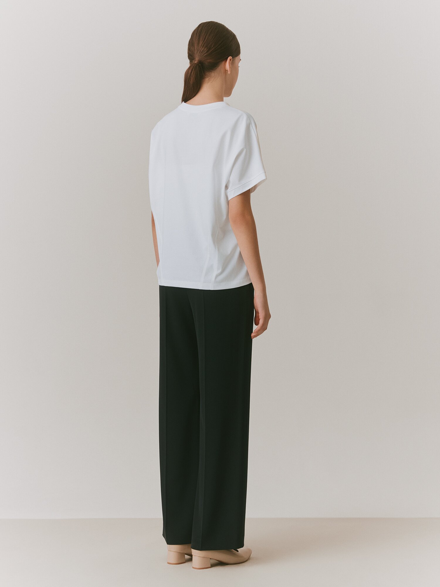 코튼 비즈 장식 프린트 티셔츠 (WHITE)