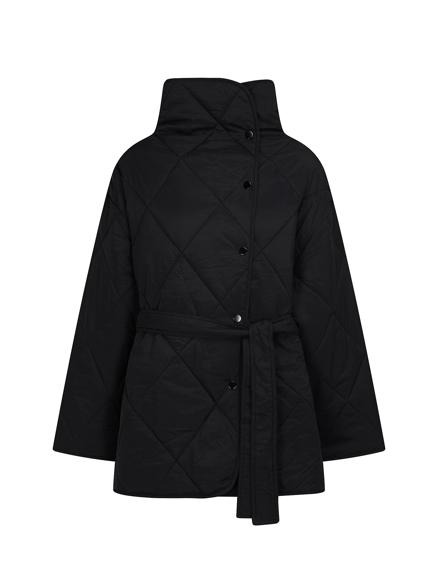 벨티드 퀼팅 하이넥 패딩 점퍼 (BLACK)