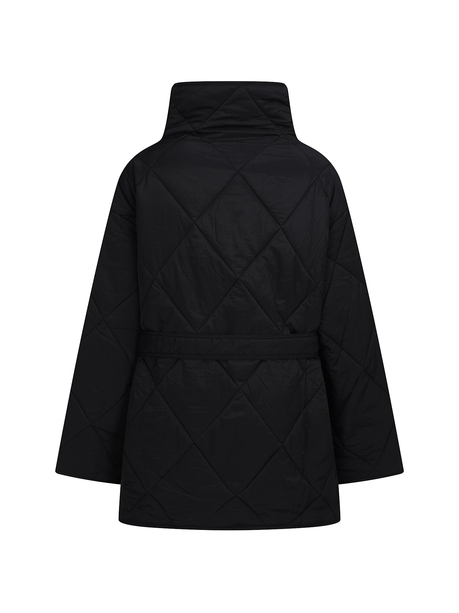 벨티드 퀼팅 하이넥 패딩 점퍼 (BLACK)